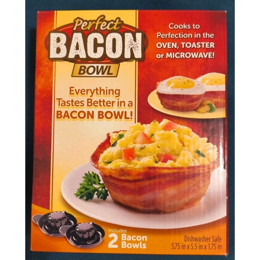 As Seen On TV Perfect Bacon Bowl 2 Bowls Included Dishwasher Safe - New in Box